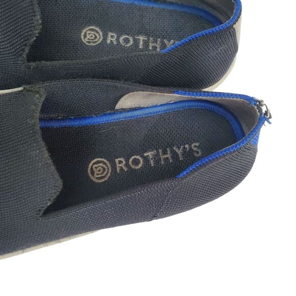Rothys The Original Slip On Sneaker Womens 9.5 Black Blue Canvas Casual Travel - Picture 9 of 10